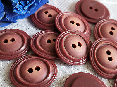 Lot 6 boutons vintage  ovale marron amarante nacré  2,3 cm sur 2,6 cm  ref 5005