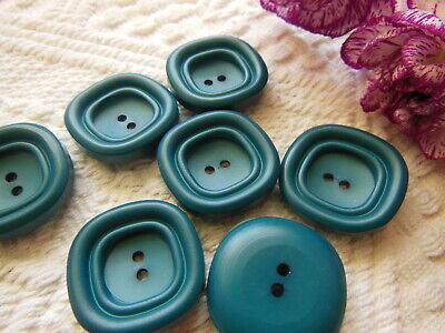 Lot 5 boutons vintage bleu canard diamètre 2,5 cm ref 2650