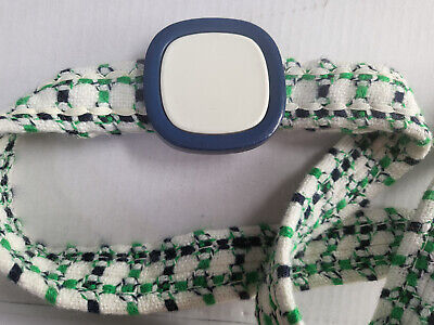 Ceinture ancienne vintage Boucle tissu vert bleu WeilL couture récup T17-9