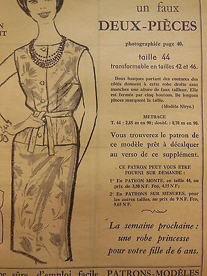 Patron ancien écho de la mode 1960 un faux deux pièces robe taille 42 44 46 