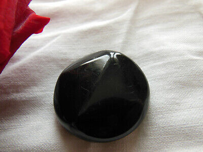 Bouton ancien en celluloïd noir collection pied métal diamètre 2,7 cm G14F