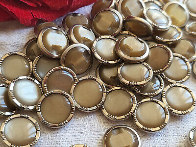 lot 15 petit Boutons vintage TAUPE lumineux monture metal pied  1,3 cm ref 4899