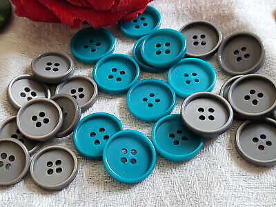 Lot 25 boutons vintage 3 séries panaché gris bleu  1,5 et  1,7 cm ref 431