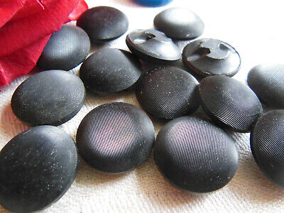 Lot 6 boutons anciens noir demi sphère strié collection pied 1,8 cm ref 4549