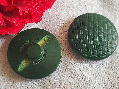Duo boutons anciens en bois vert damas état neuf 2,6 cm à pied D16G