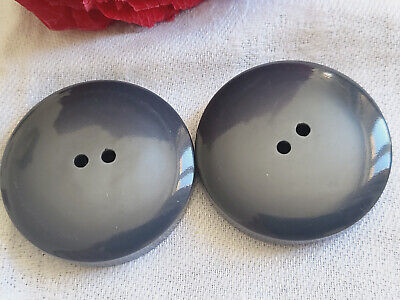 Duo gros boutons vintage épais gris manteaux diamètre 3,5 cm ref 347