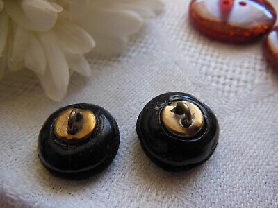 Duo boutons vintage résine petit avec passementerie noir collection 1,5 cm D14A