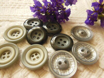 Panaché lot 10 boutons vintage tons Gris diamètre: 2,1 cm ref  526