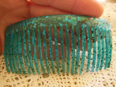 Ancien long peigne vintage bleu  aqua bulle hair combs 10,5 cm T2