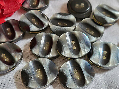 Lot 6 boutons vintage gris noir lumineux ovale 2,2 cm sur 1,8 lumineux ref 5433