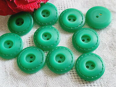 Lot 10 boutons vintage vert pourtour effet couture 1,7 cm ref 5349