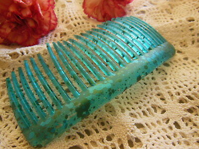 Ancien long peigne vintage bleu  aqua bulle hair combs 10,5 cm T2