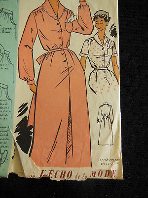 Patron ancien chemise de nuit évasée nouée taille petit echo  taille 44 