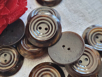Lot 10 boutons anciens art deco marron jaspé reflet cuivré 2,1 cm ref 1937