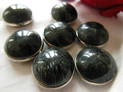 Lot 6 boutons vintage bombé anciens gris à pied 2,1 cm ref 1370