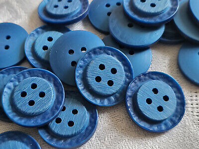 Lot 10 boutons bleu vintage travaillé pourtour martelé 2,1 cm  ref 5013