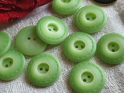 Lot 10 boutons vintage vert pourtour effet couture 1,7 cm ref 153