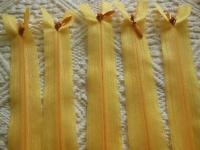 Lot 5 fermeture éclair 20 cm jaune orangé non- séparable A54 création pochette