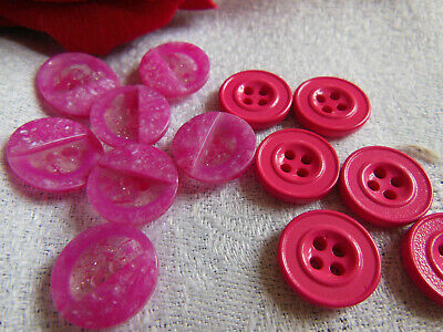 lot 13 boutons vintage panaché 2 series rose diamètre  1,4 cm ref 494