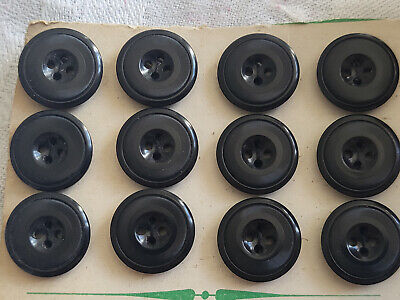 Lot 36  boutons anciens en corozo  travaillé noir plaque collection 1,5 cm T17