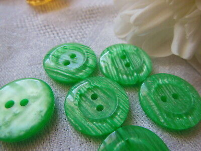 Lot 6 boutons vintage hyper lumineux veiné vert 1,7 cm ref 785