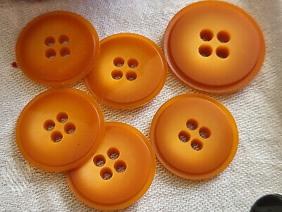 Lot 6 boutons vintage orange panaché diamètre  2,1 et 2,5 cm ref 5279