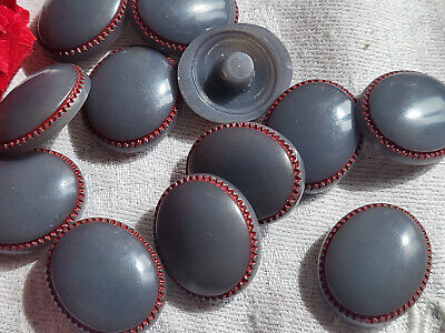 Lot 6 boutons vintage ovale gris et rouge pied 2 cm sur 1,6 cm ref 994