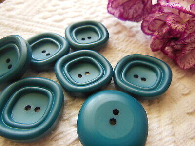 Lot 5 boutons vintage bleu canard diamètre 2,5 cm ref 2650