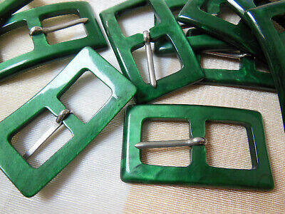 Duo boucles de ceinture vintage vert rectangulaire 2,8 sur 5,1 cm ME18