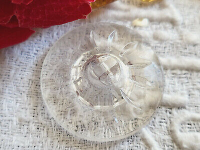 Gros bouton ancien en verre transparent possibilité de le strasser 2,8 cm  D12H