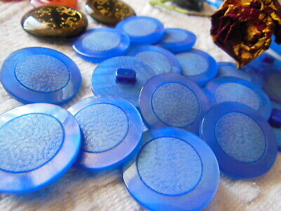 Lot 6 boutons vintage bleu mordoré à pied reflet nacré 2,2  cm ref 1654