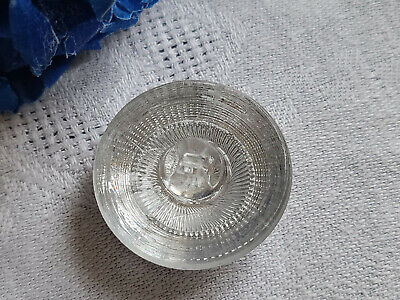 Gros bouton ancien en verre argenté strié bombé argenté 2,5 cm G3F