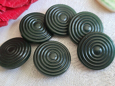 Lot 6 boutons anciens vert foncé spirale pied laiton travaillé 1,7 cm ref 5577