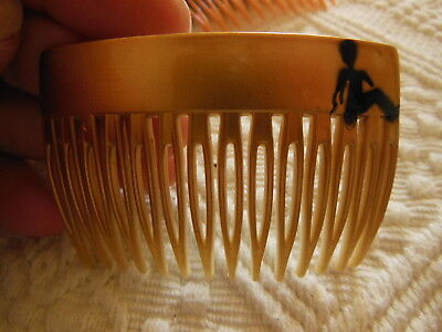 Ancien peigne vintage doré motif noir  combs jamais utilisé 