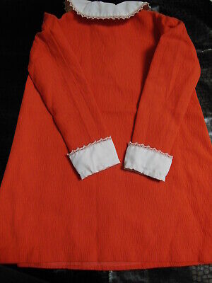 Robe ancienne fillette vintage petite fille enfant grande poupée orange B1