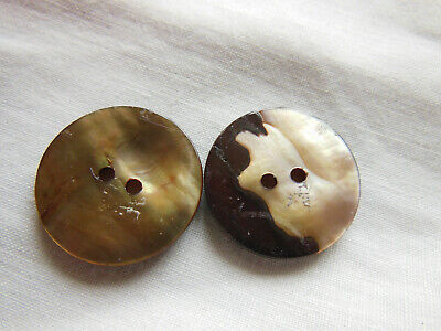 Duo boutons vintage en nacre travaillé  2,2 cm marron superbe diamètre  2,2 G14D