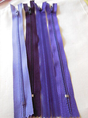 Lot 4 fermeture éclair 20 cm violet non séparable A71 création panaché 