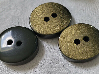 Trio boutons vintage gros ovale vert  reflet or épais 2,4 sur 2,6 ref 5206