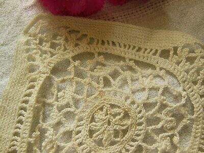 Application ancienne incrustation dentelle crochet grosse carré 12 sur 12 T1-19