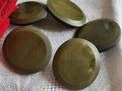 Lot  5 gros boutons vintage à pied vert kaki ovale veste 2,4 sur 2,7 cm ref 4881