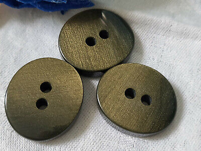 Trio boutons vintage gros ovale vert  reflet or épais 2,4 sur 2,6 ref 5206