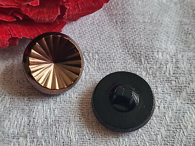 Duo boutons vintage en verre marron facette  diamètre 1,7 cm D16L