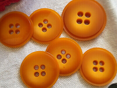 Lot 6 boutons vintage orange panaché diamètre  2,1 et 2,5 cm ref 5279