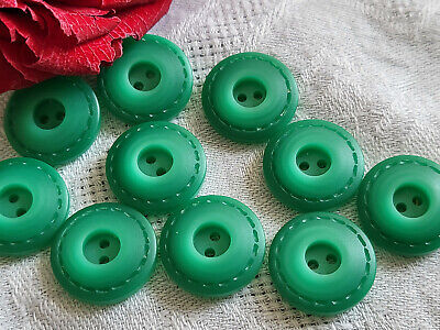 Lot 10 boutons vintage vert pourtour effet couture 1,7 cm ref 5349