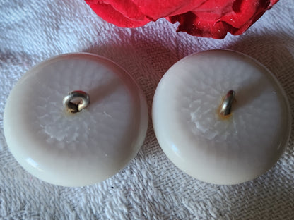 Duo gros et lourds boutons vintage gris camaïeu pied métal 2,5 cm ref 3575
