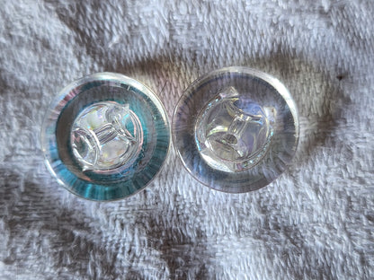 Duo boutons anciens en verre mordoré couleur changeante 1,5 cm D19C