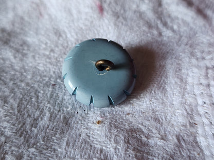 Collection superbe bouton ancien bleu cœur inclusion dentelle original1,8 cm ref 7027