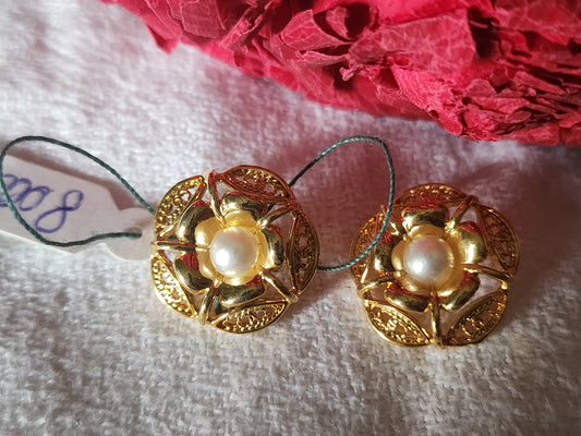 Collection duo boutons anciens en métal ajouré perlé superbe 1,7 cm D4D