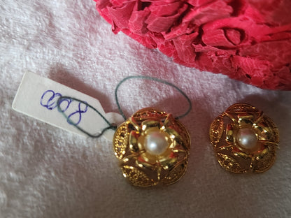 Collection duo boutons anciens en métal ajouré perlé superbe 1,7 cm D4D