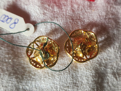 Collection duo boutons anciens en métal ajouré perlé superbe 1,7 cm D4D